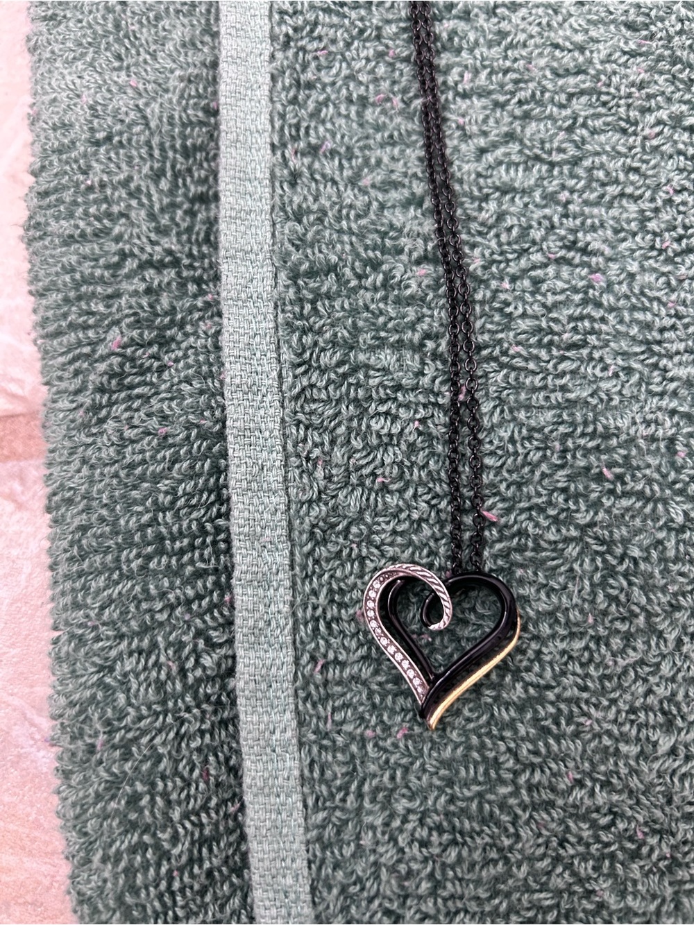 Brighton Black and Gold Heart Pendant Necklace with Crystal Accent